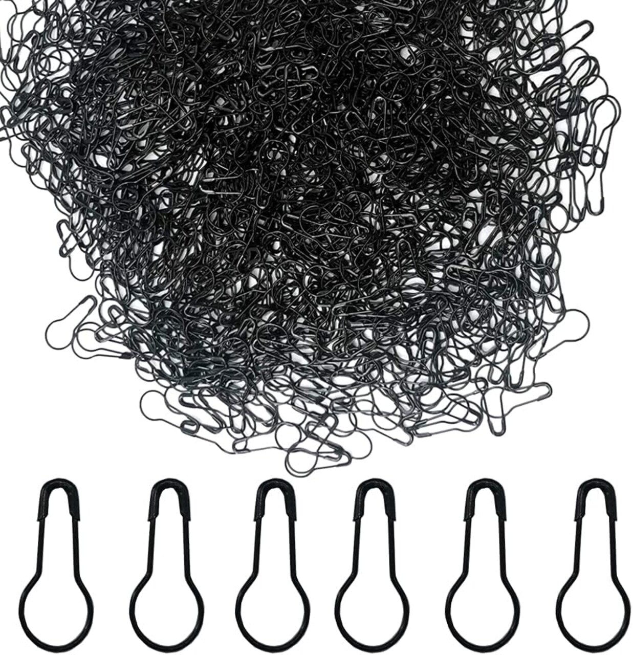 1000pcs Metal Safety Pins, Gourd/Bulb/Calabash/Bead Designs with Clothing Tag Fasteners for DIY Sewing/Craft/Home Decor (Black)